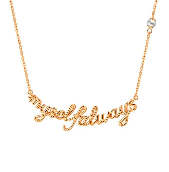 Milskye large fashion jewelry for women 18k gold plated brass MYSELF ALWAYS pendant necklace