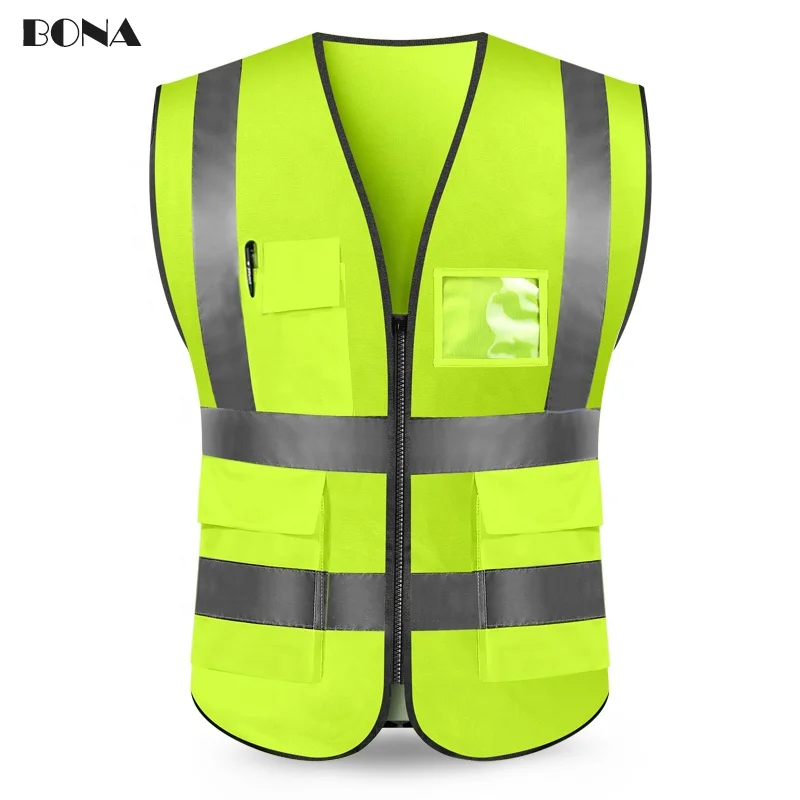 Hi Vis yellow black green orange red blue reflective construction security safety vest workwear jacket