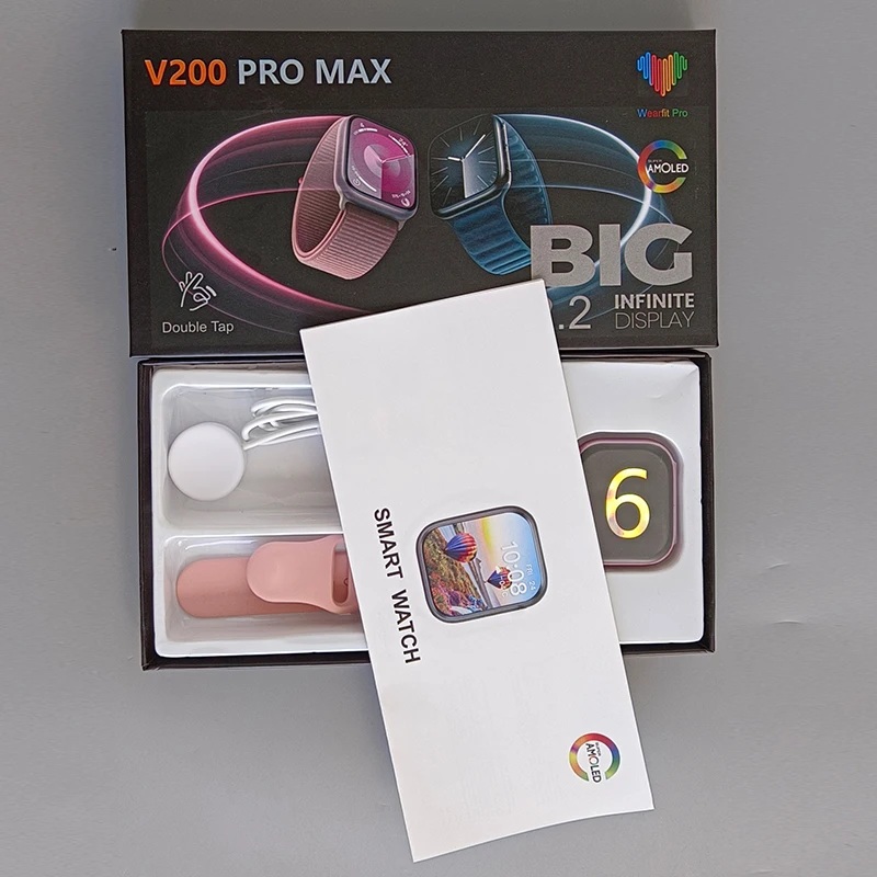 Wearfit Pro App V200 Pro Max квадратный полный сенсорный экран NFC голосовой помощник калькулятор серии 9 розовые умные часы дешевая цена