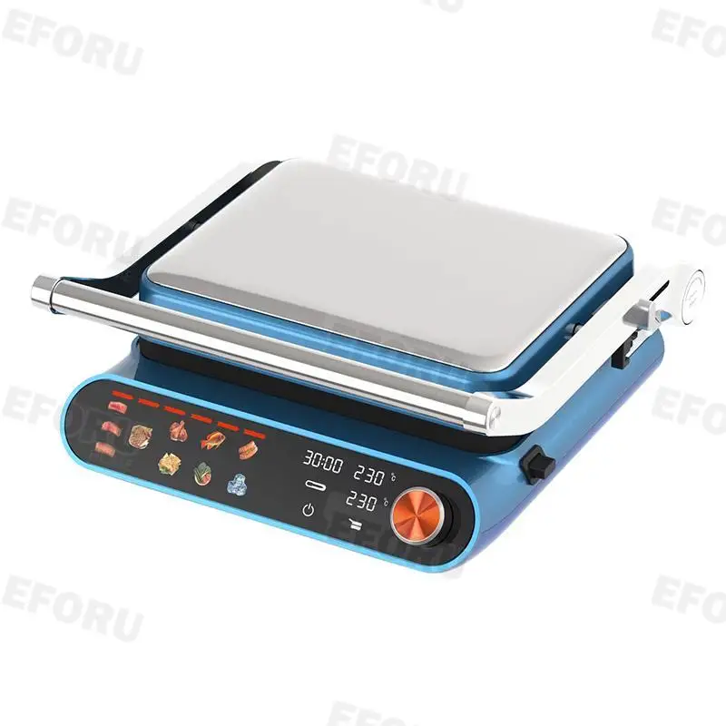 Electric Grill Digital Glass Surface Panini Grill Indoor Smokeless Sandwich Press Toaster Opens 180 Degrees Contact Grill
