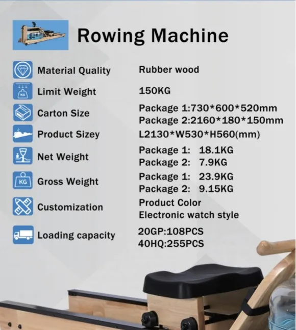 
Linmin New arrival High Quality Home Use Foldable Water Rowing Machine oak water resistance wooden indoor rowing machine 