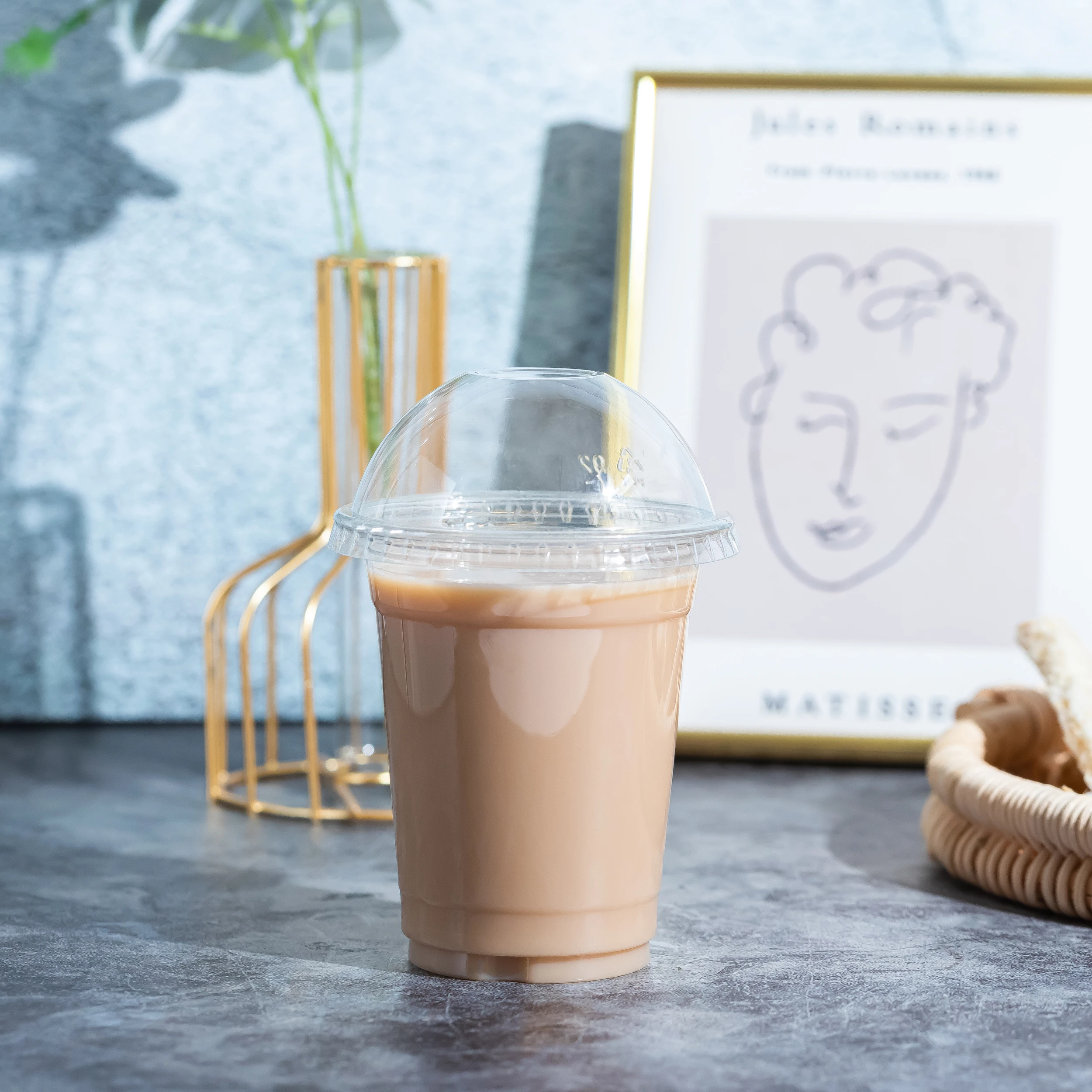 KAIDA clear printed plastic disposable 92mm pet beverage cool drink plastic  recycled plastic cups