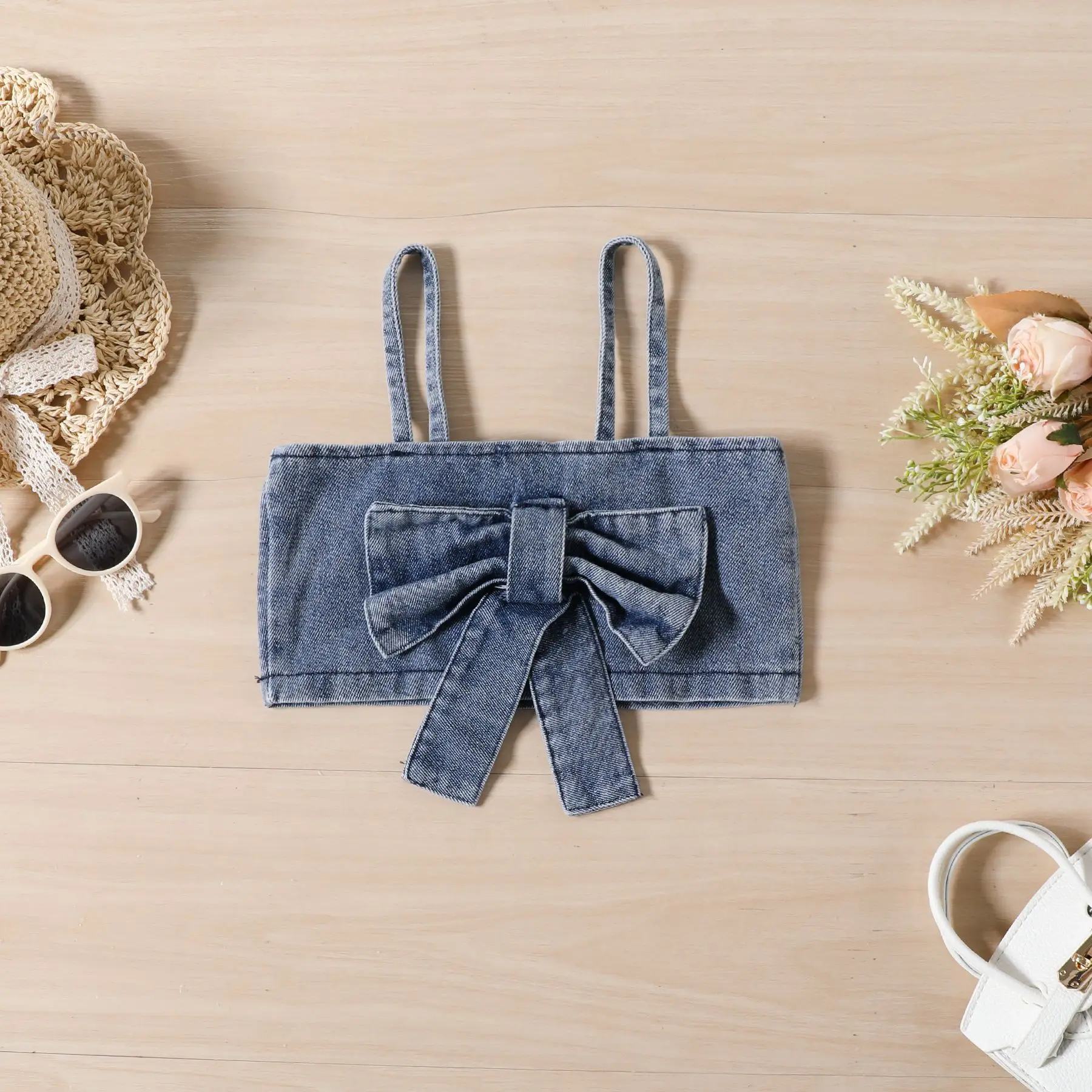 New Design Summer Toddler Girls Baby Crop Top and Skirt Girl Fashion Denim Skirt Suit 2 PCs Clothing Set For Kids Outfit