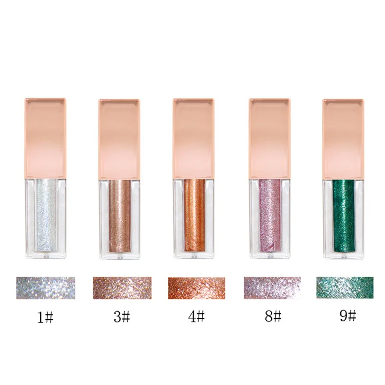 Private Label 10 color Shining Glitter Wet Waterproof Eyeshadow Colorful Long Lasting Liquid Shiny Bling Eye Shadow
