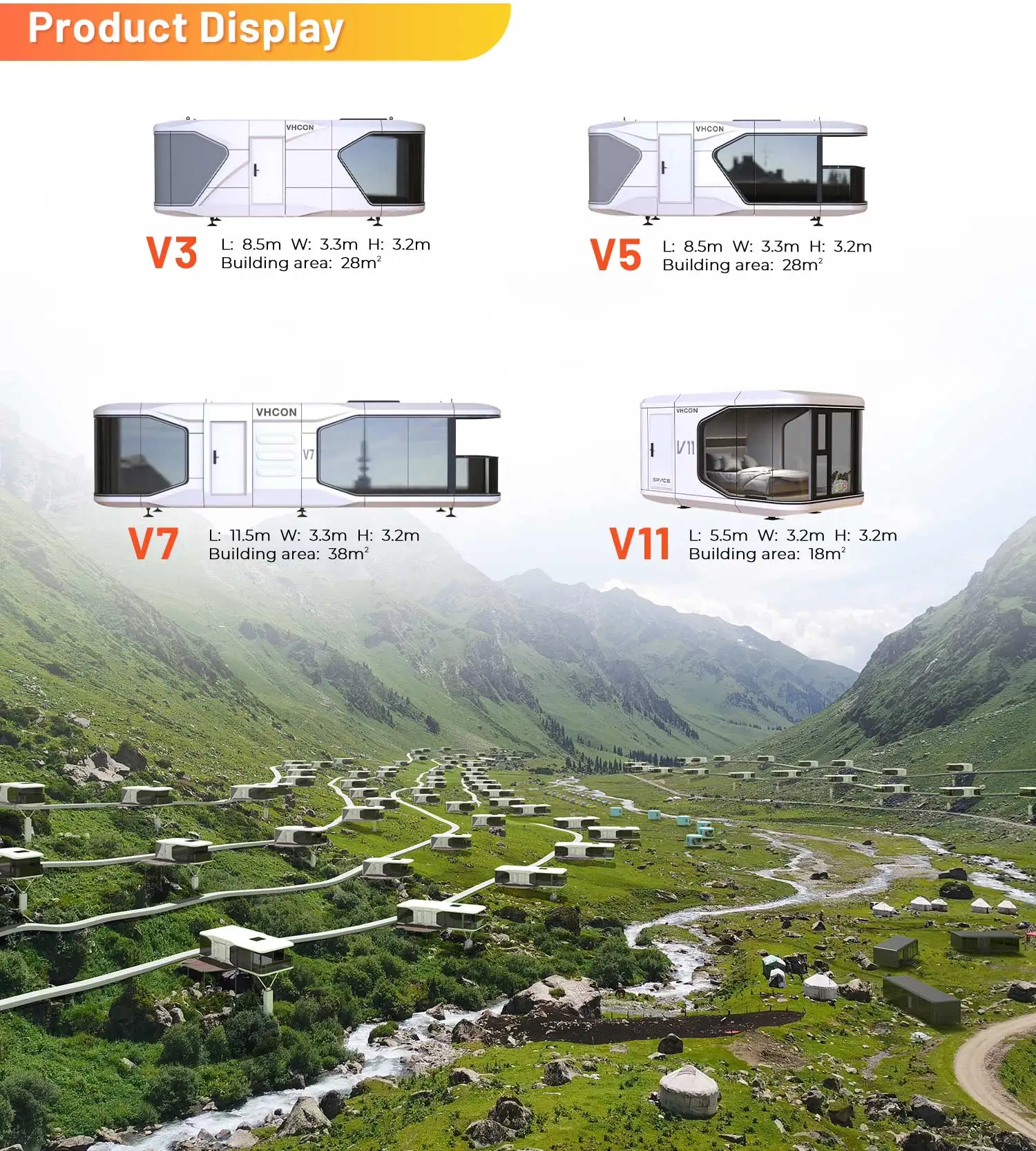 VHCON Luxury Portable Mobile Hotel Space Capsule Inspired Prefab House Ready to Ship Steel Structure Home Stay Resort Building