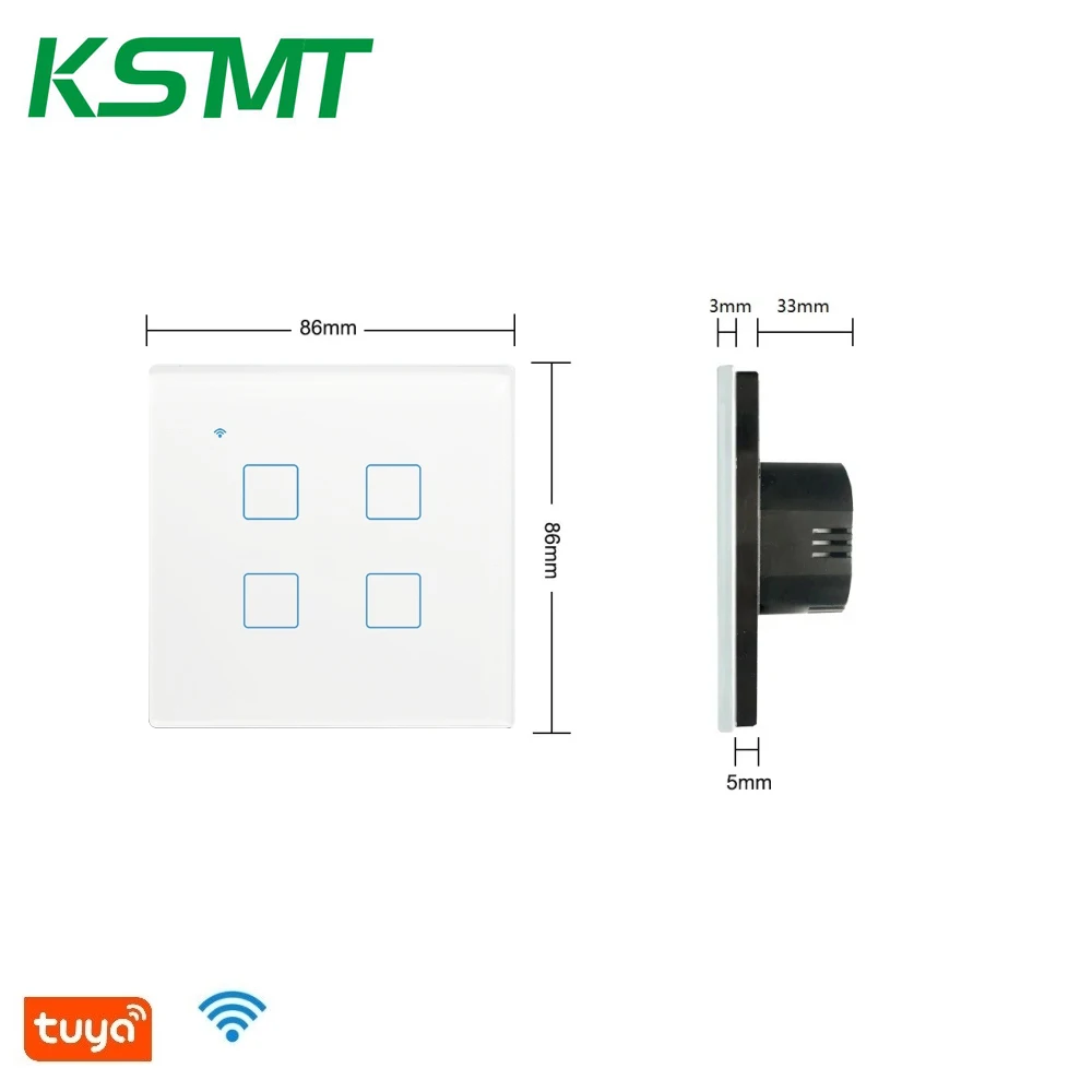 KAISI 86 EU Standard wifi smart switch 4 gang Touch Switch hotel switch panel 4 gang smart home