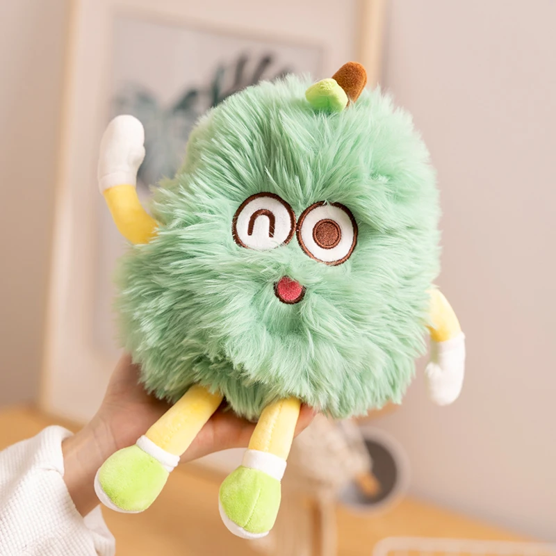 25CM Kawaii Custom Fruit Plushie Pear MangoStean Peach Stuffed Soft Figure Stand Plush Toy for Kids