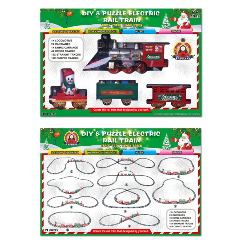 Merry Christmas!!Diy assemble 39 pcs Xmas battery operated train set with Christmas sounds HN819944