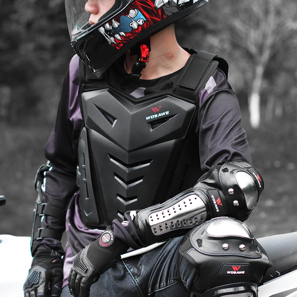 WOSAWE Motorcycle Body Armor Motorcycle Jacket Motocross Moto Vest Back Chest Protector Off-Road Dirt Bike Protective Gear