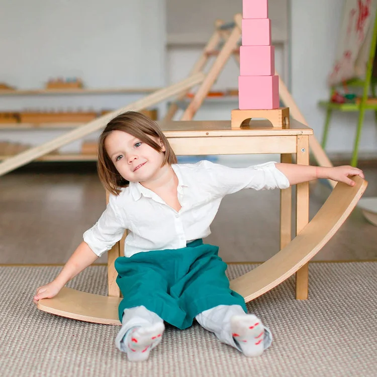 Yoga curvy unlimited high quality natural wooden durable rainbow balance board