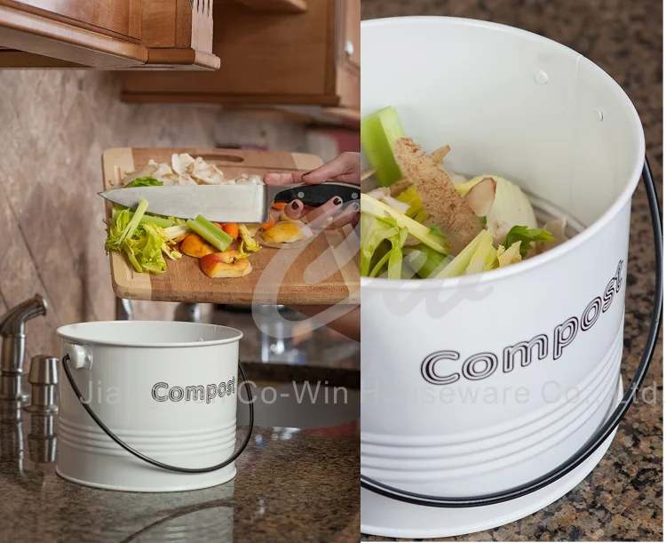 Custom Stainless Steel Compost Pail Kitchen Countertop Garden Trash Bucket Container Pail Compost Bin