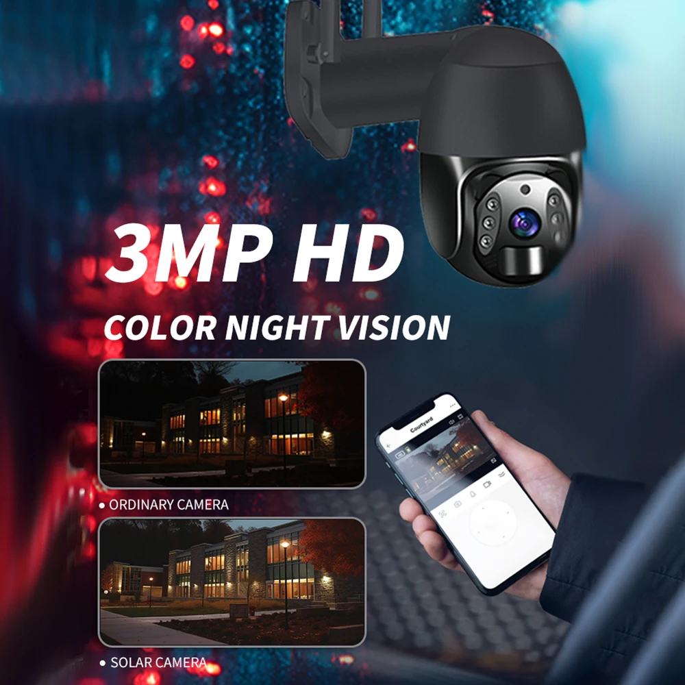 Starlight Night Vision Solar Powered PTZ Camera Solar Monitor PTZ Solar Camera