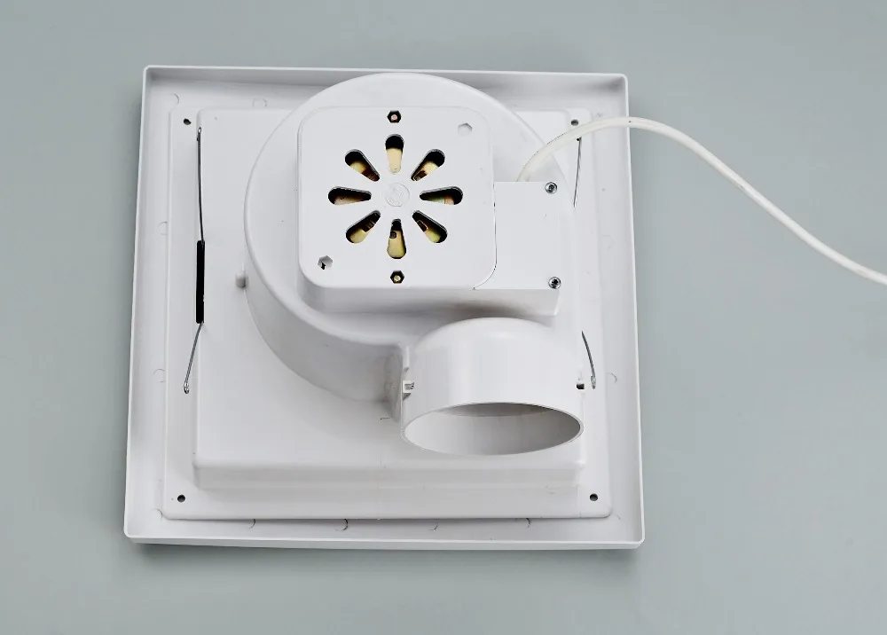 ABS Plastic Bathroom White square Pipe Ventilation Fan 100mm Duct Toilet Ceiling Exhaust Draught