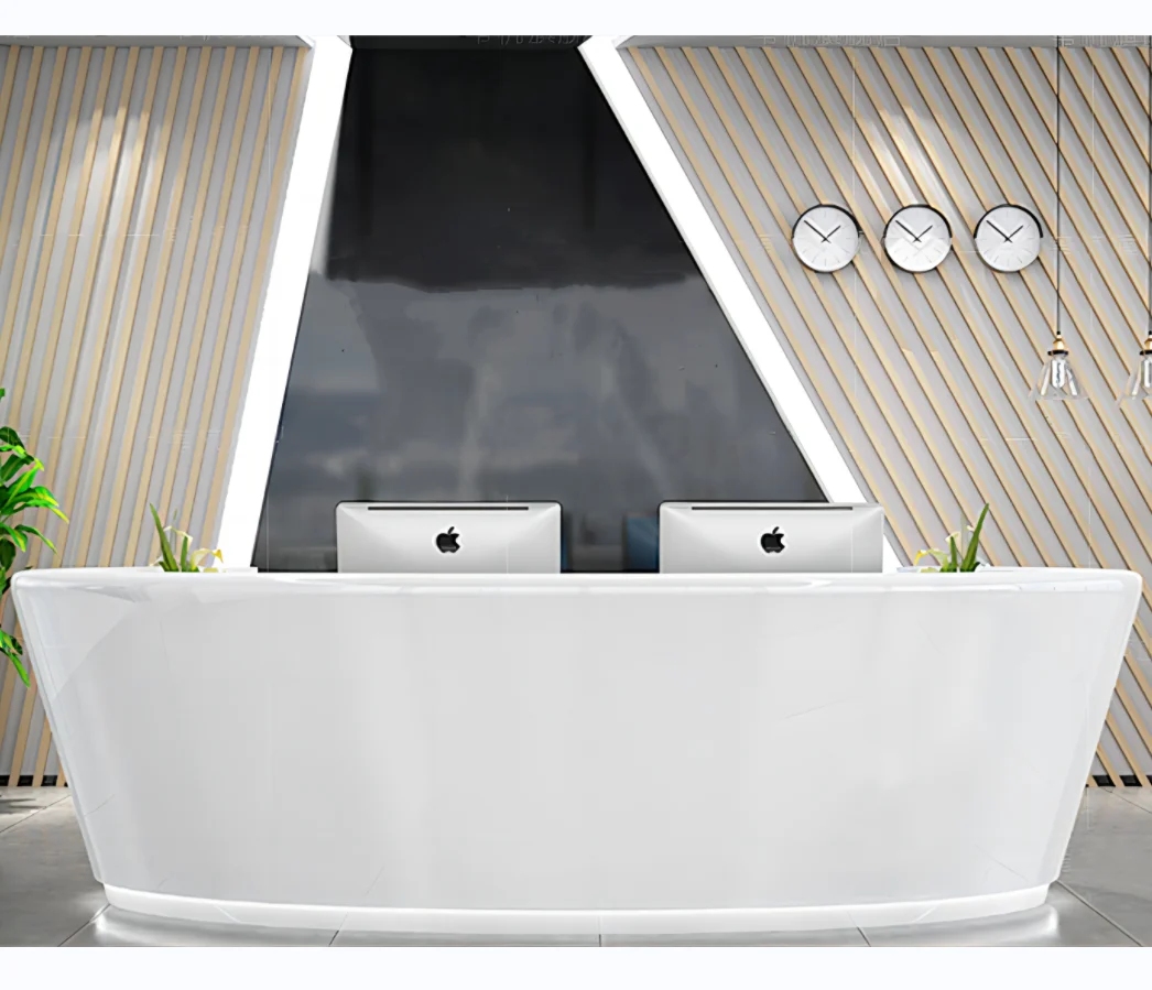 Custom modern white office hotel reception desk beauty salon hairdressing furniture half round reception counter front desk