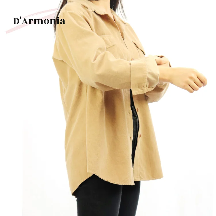 Italy Design Fashion Clothing Women Long Sleeve Linen Cotton Blouse Ladies Fancy Coat