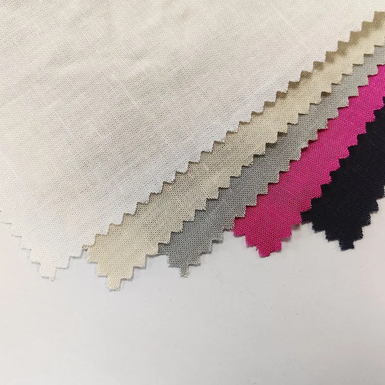 140gsm viscose rayon linen slub plain dyed woven fabric hemp fabric for garment