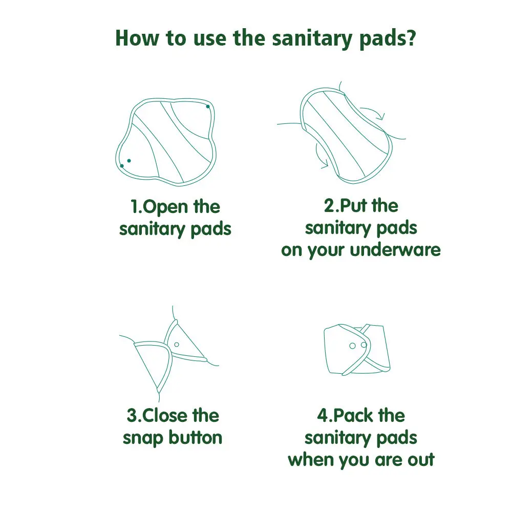 Natural Bamboo Cotton Sanitary Pads Female Sanitary Napkin Digital Print Menstrual Pad Washable Reusable Women Sanitary Napkin