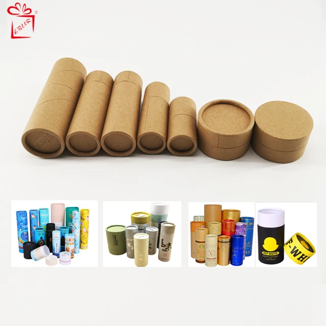 Eco Friendly High End Custom Printed Various Size Cosmetic Kraft Paper Tube Packaging Round