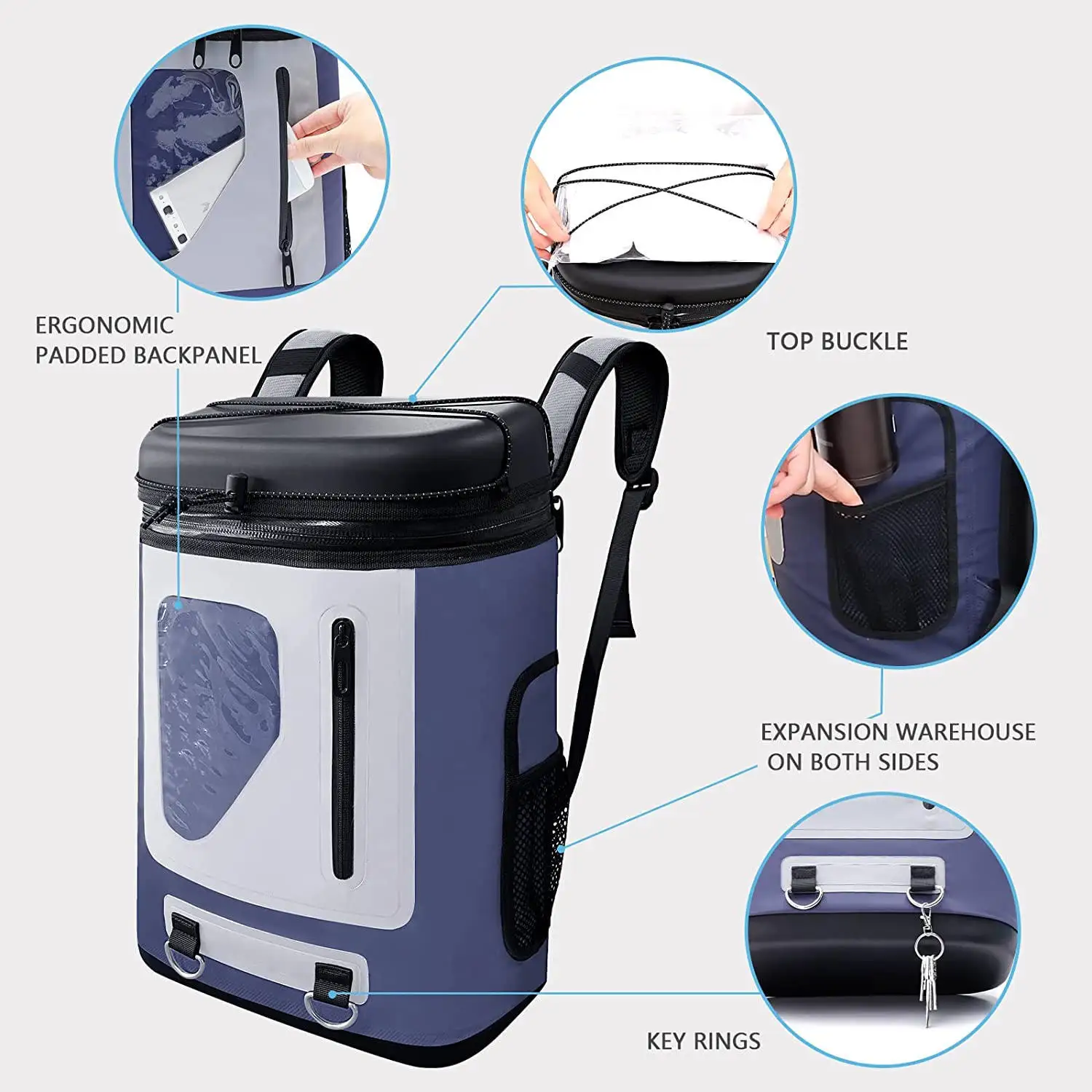Leakproof Soft Sided Cooler Backpack Insulated Waterproof Cooler Bag Large Capacity Backpack 24 Cans Portable Soft Cooler Bags