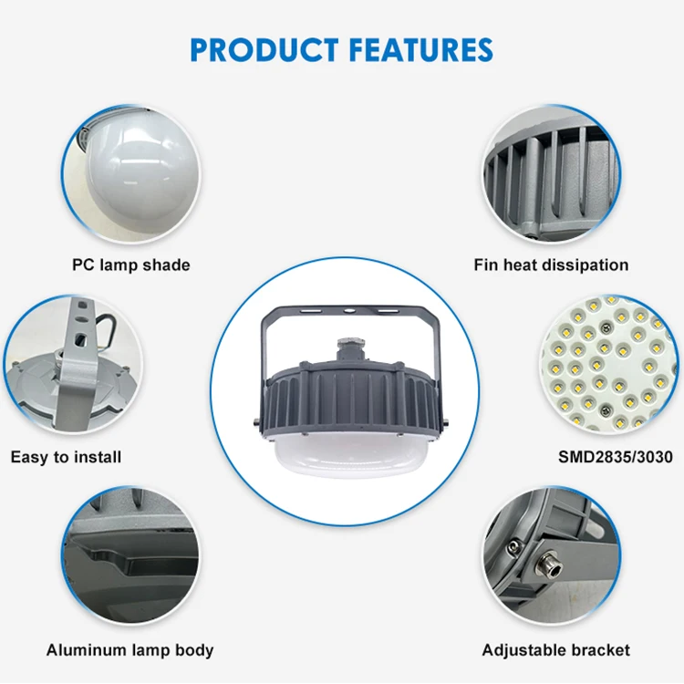 New Design Ip65 Waterproof Gas Station Lighting 50w 100w 150w Smd Led Explosion Proof Light