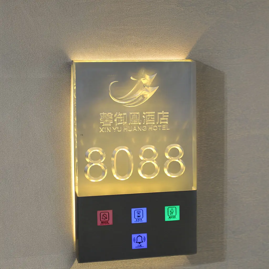 Smart Doorbell System DND Sign Electronic Hotel Digital Number Plates Stainless Steel Single Pole Switch hotel doorplate