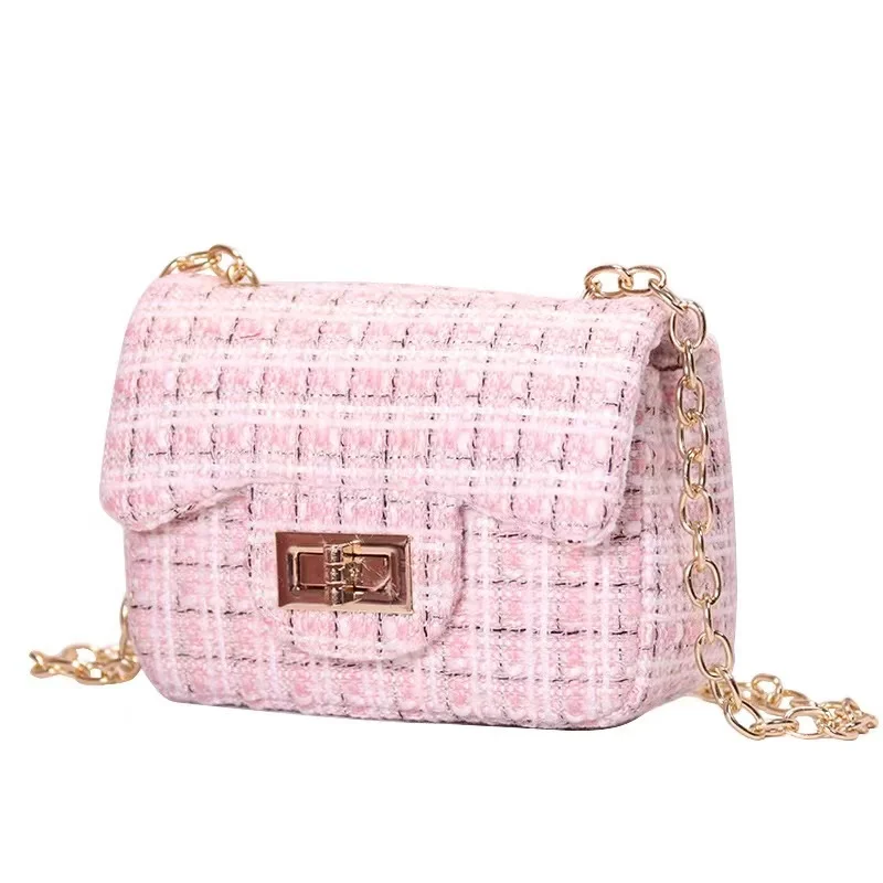 High quality stylish chains Sweet small Girls purse  winter women luxury mini handbags for kids