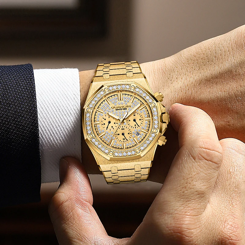 2024 New Men Business Mechanical Watch Gold Wristwatches