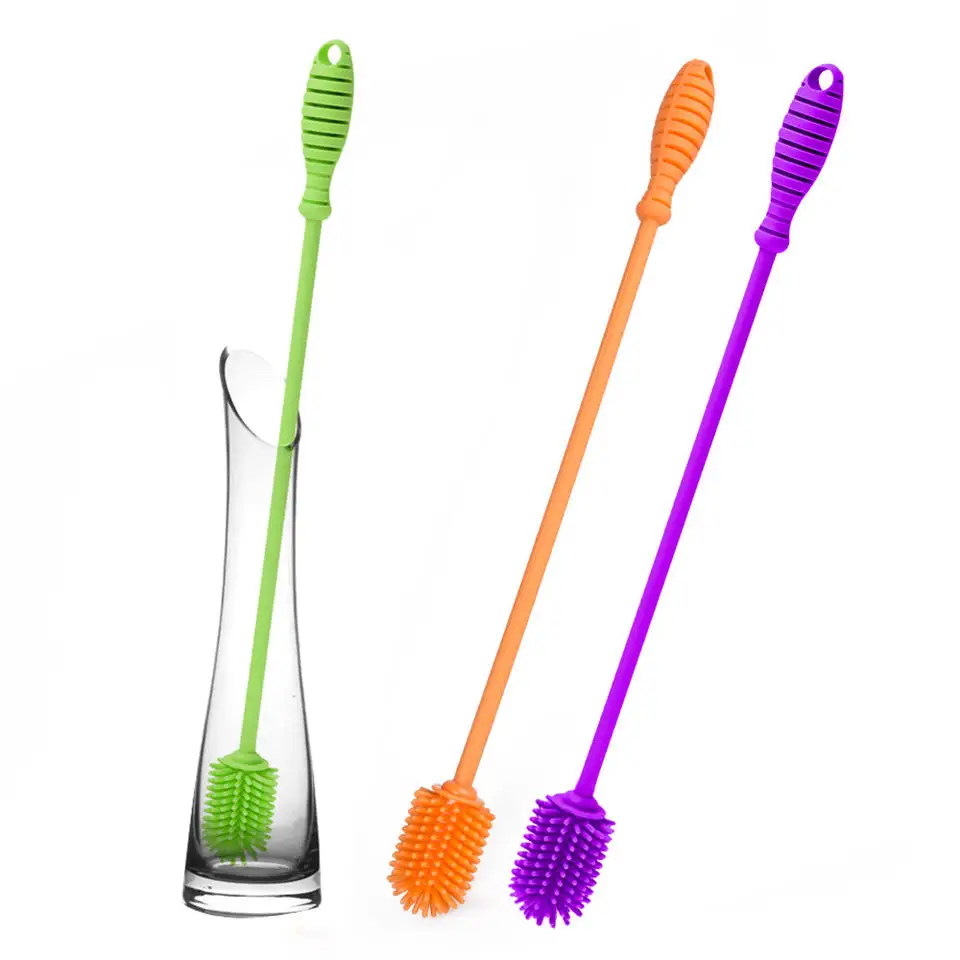 Multifunction Wine Bottle  Long Handle Cleaning Brush Washer Cleaner Washing Silicone Soft Brush