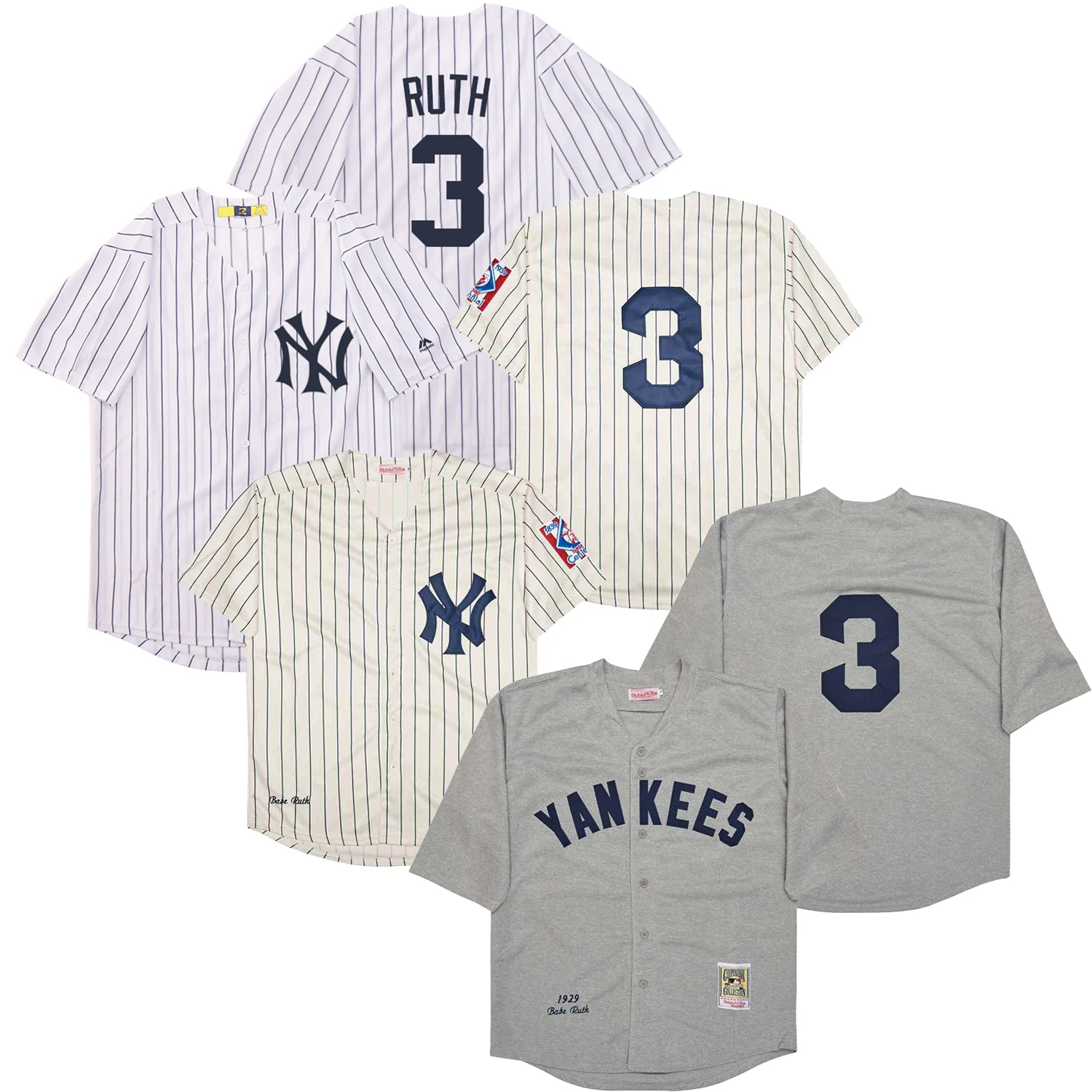 1929 классическая мужская рубашка в стиле Нью-Йорк #3 Babe Ruth бейсбольная майка вышитая спортивная одежда в стиле ретро