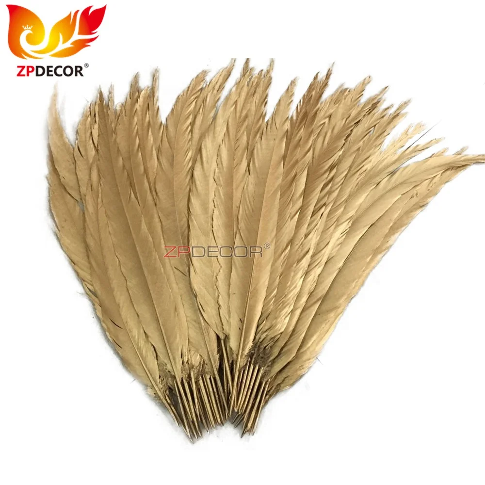 ZPDECOR Real Shipping Wholesale 50-55 cm Metallic Golden Silver Pheasant Tail Feathers for Samba Carnival Costumes