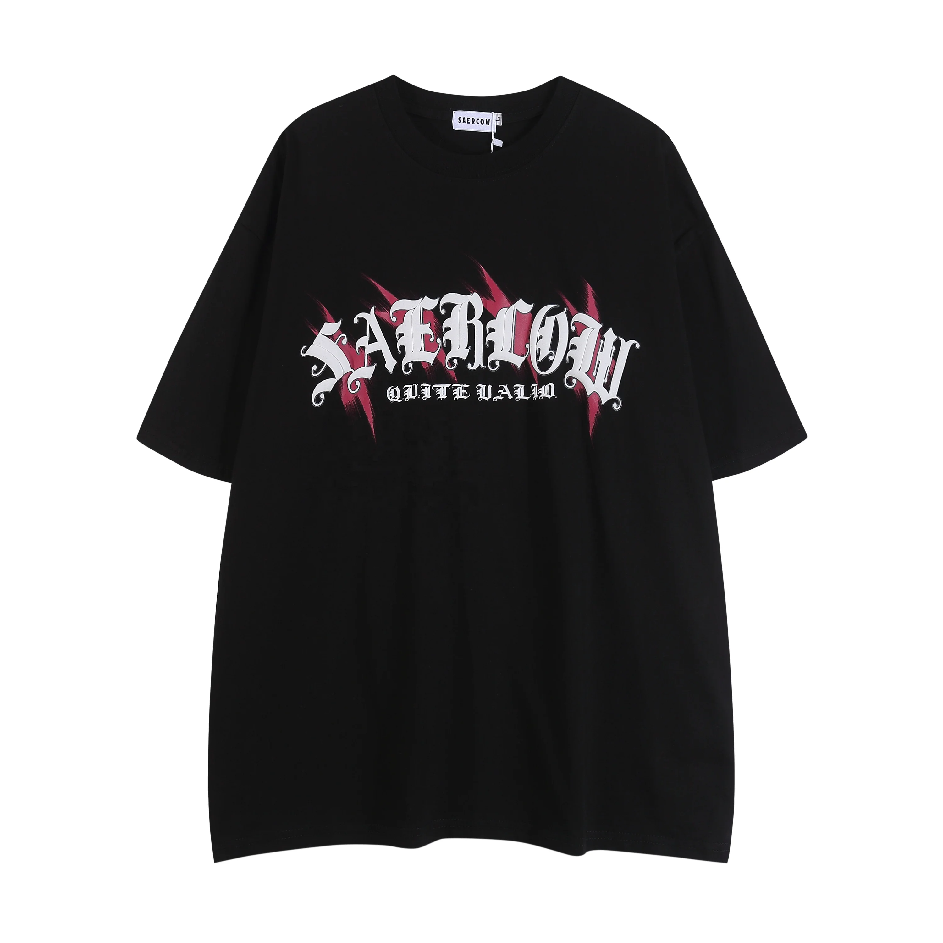 Wholesale custom Gothic style letters puff print t-shirt manufacturer high quality vintage oversized drop shoulder t-shirt