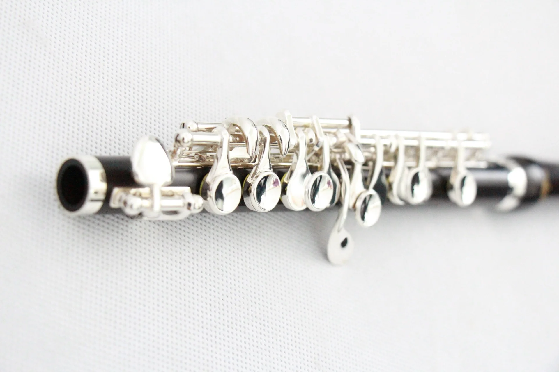 High grade factory price handmade woodwind instruments ebony body with silver plated piccolo