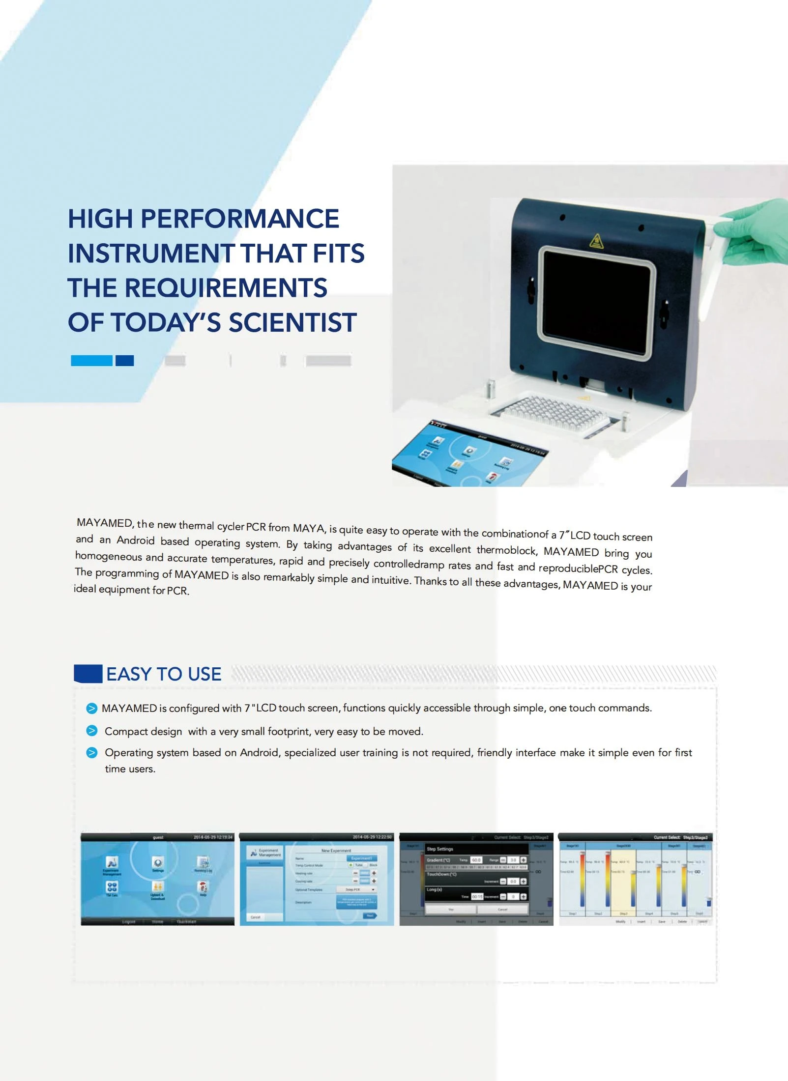 MY-B020G-1 Maya Sale PCR Equipment MY-B020G-1 7'LCD Touch Screen And An Android Based Operating System For Pcr Thermal Cycler
