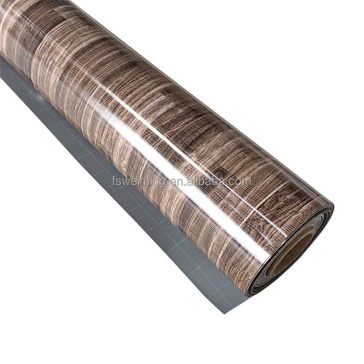 Wood Grain Design PVC Vinyl Flooring Roll With Grey Backing