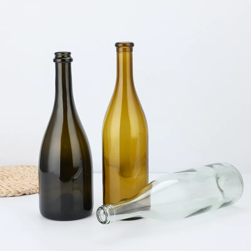 Bouteille de vin en verre clair vide 375 мл 500 750 noir bouteille luxe gros pour spiritu