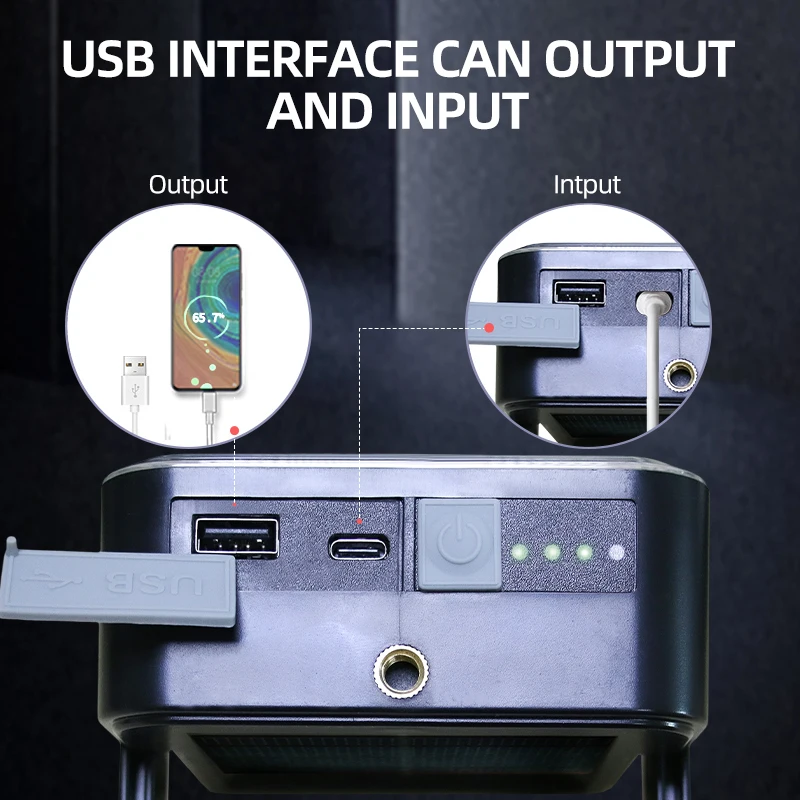 Outdoor Cordless Portable Emergency Work Light 4 Modes Led Solar usb charging Camping Fishing Emergency Flood Lamp