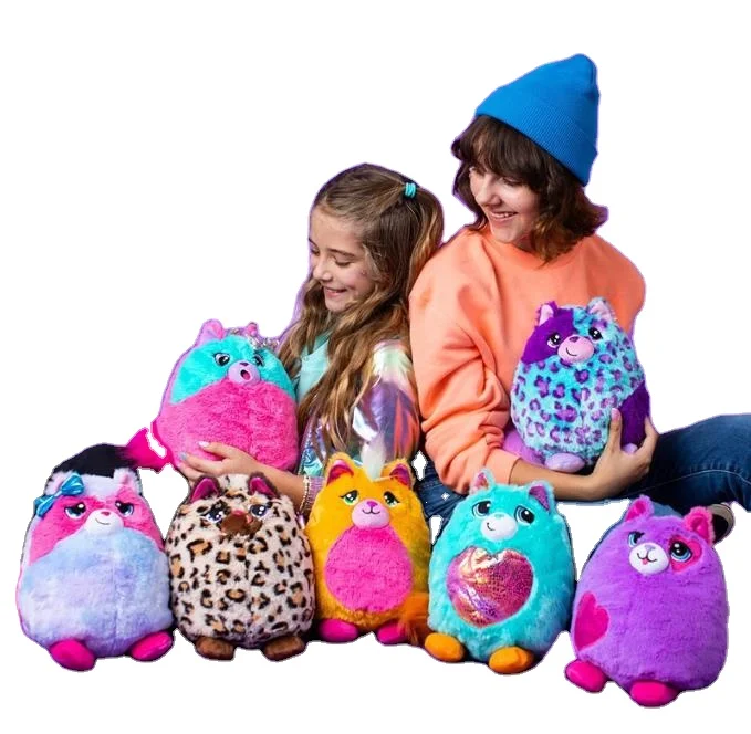 Colorful Misfittens Cats Series Wild Cats Kittens Stuffed Cat Plushie Furry Surprise Collectible Plush Toy Girls Boys Kids Gift