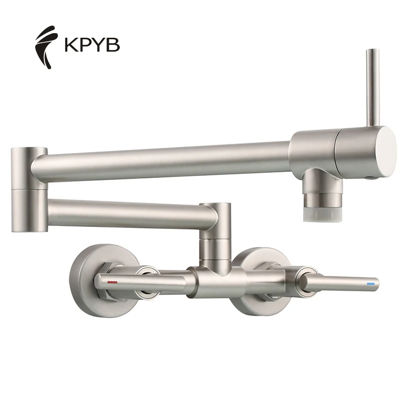 Kaiping Yubin Dual handle 360 Swivel wall mounted sink water tap pot filler folding kitchen faucet