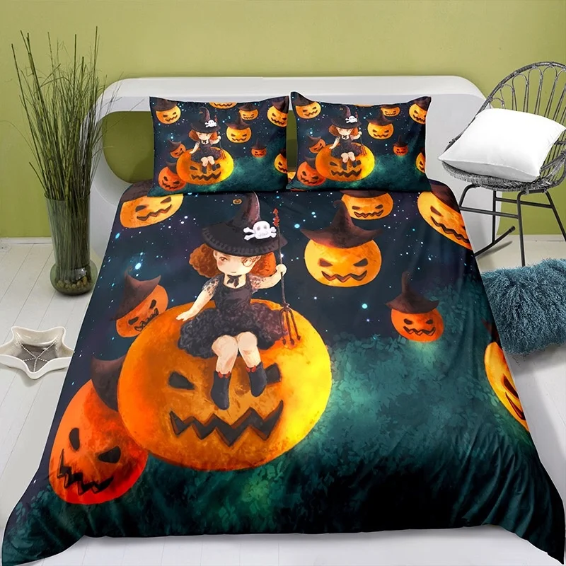 3D Halloween Christmas Elements Custom Quilt Cover Pillowcase Sheet duvet cover bedding set 	 3pices bed sheets cover