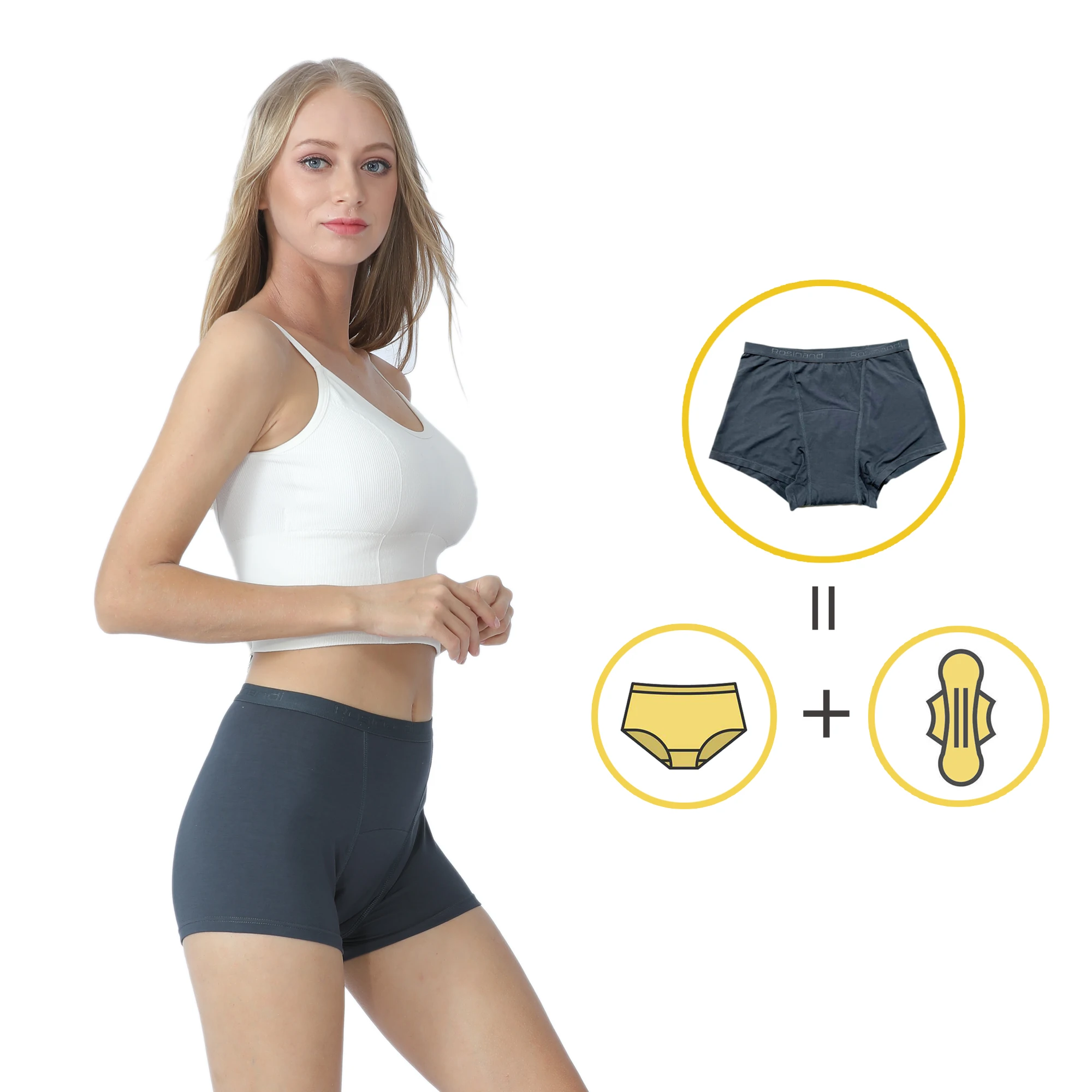 Discount price Woman menstruation period panties bamboo fabric culotte 4 Layer Leak proof Washable Reusable boyshorts