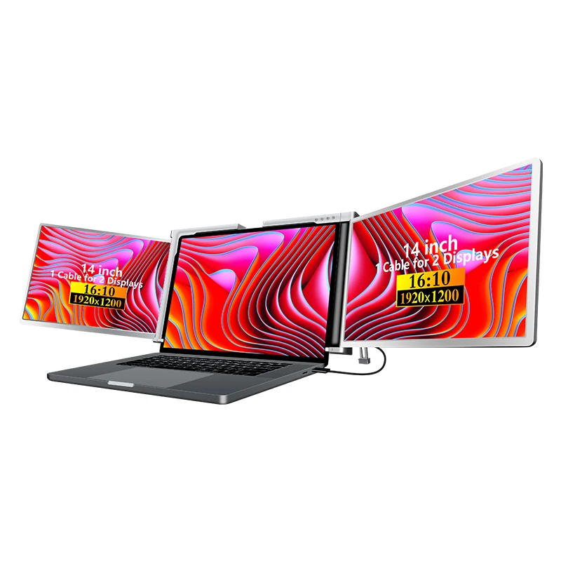 Consumer electronic trend product tri screen monitor 16:10 lcd display extender 14 inch laptops