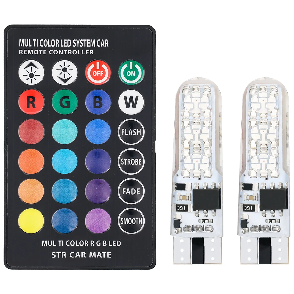 Flashing Light With Remote T10 Rgb Light Led Bulbs T10 194 W5w Led 12V 5050 6Smd Daytime Led Lights For Car WG001