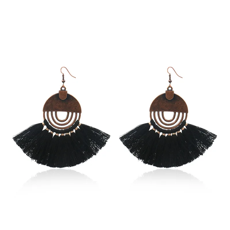 
Bohemian Jewelry Fashion hollow round Women Boho Tassel Earrings 