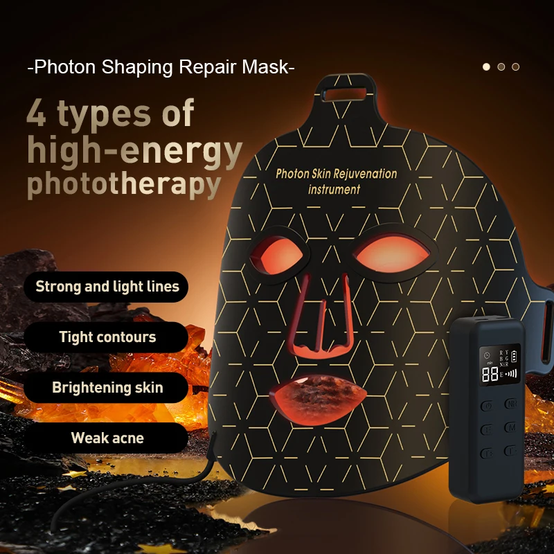 Foldable 8 color LED Light Silicon Infrared Red Light therapy Facial Treatment Device Led Face Mask