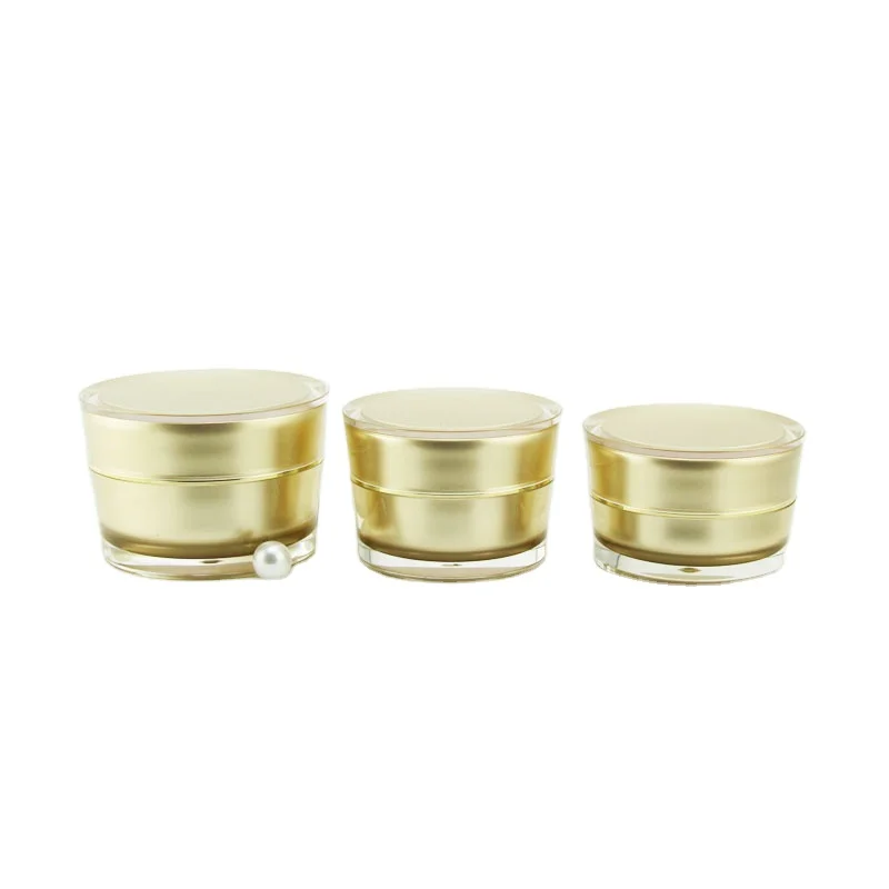 Tapered shaped double wall plastic jars 5g15g 30g 50g luxury refillable gold paint face cream jar