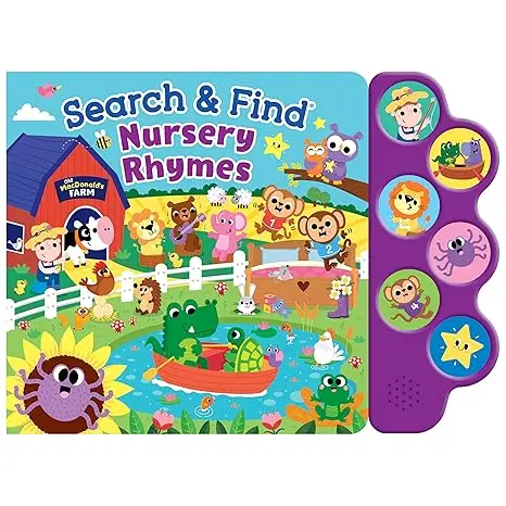 Custom Cartoon Illustration 6 Buttons Nursery Rhymes Audio Sound Book Educational Talking Books For Kids