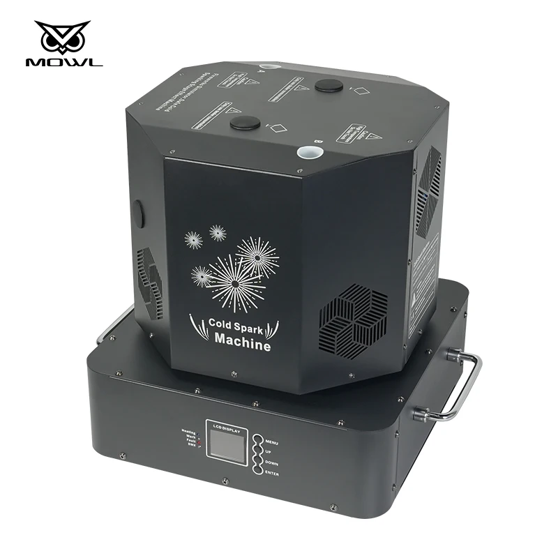 Double Head Spinning Rotating DMX Remote Fireworks Sparkler Cold Spark Machine Set 2 with Flight Case