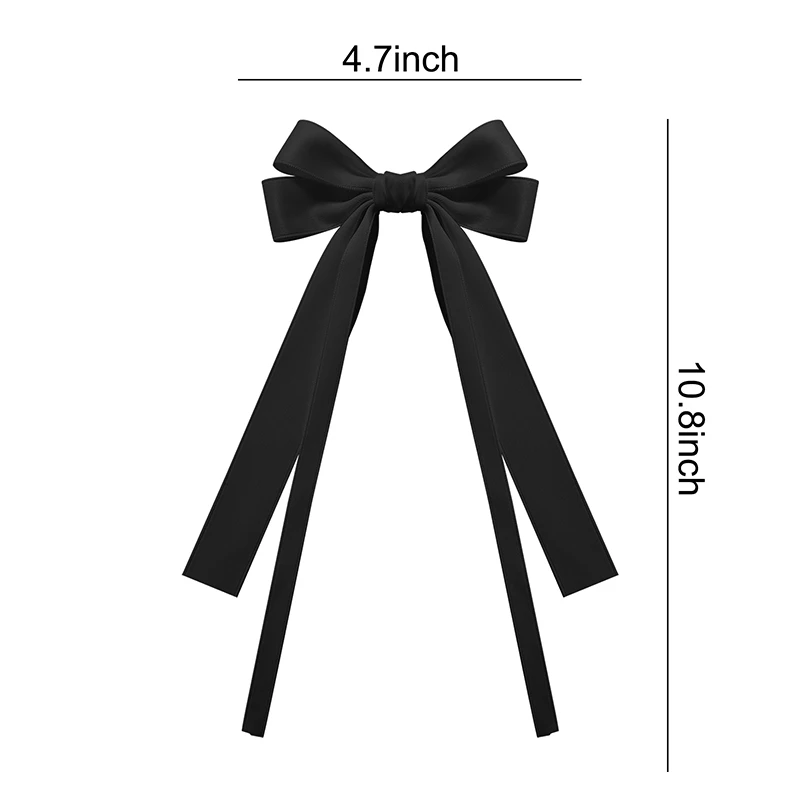 CN 2024 Hot Sale Customize Hair Bow  Fabric Bowknot with Long Tail Satin Hair Bow Clip for Women