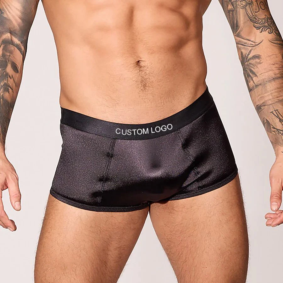PATON Luxe Satin Boxers Trunks for Adults Custom Text Logo on Waistband Incredibly Sleek and Comfortable Fit Underpants