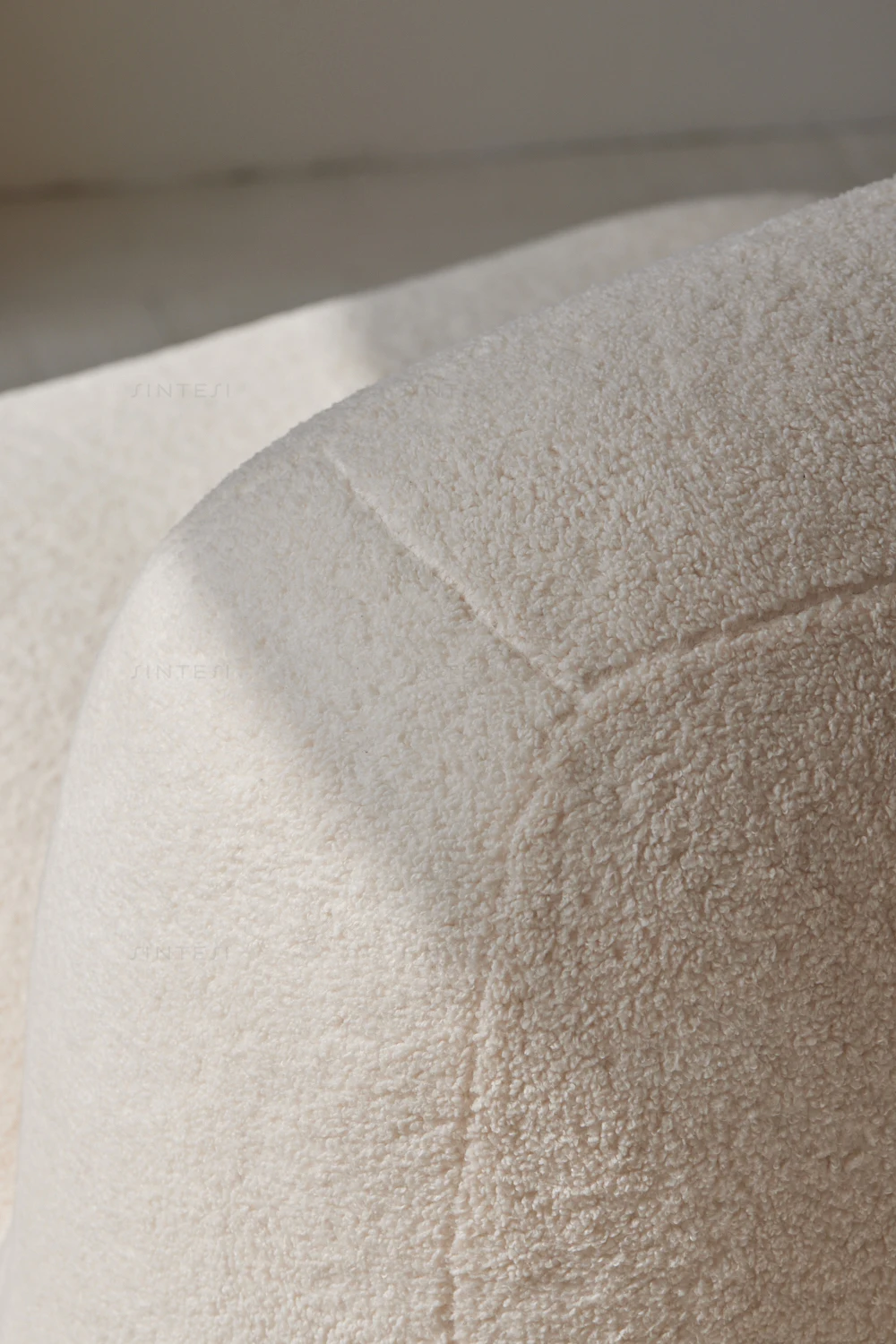 Modern Casual Leisure Single White Sheep Skin Fabric Sofa Chair Set Wabi-Sabi Geometric Pattern Hotels Villas Apartments Malls